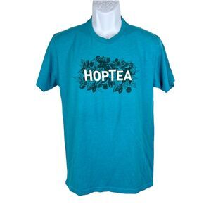 Hoptea Shirt Adult Medium Bondi Blue Humulus Lupulus Hops Beer Graphic Tee